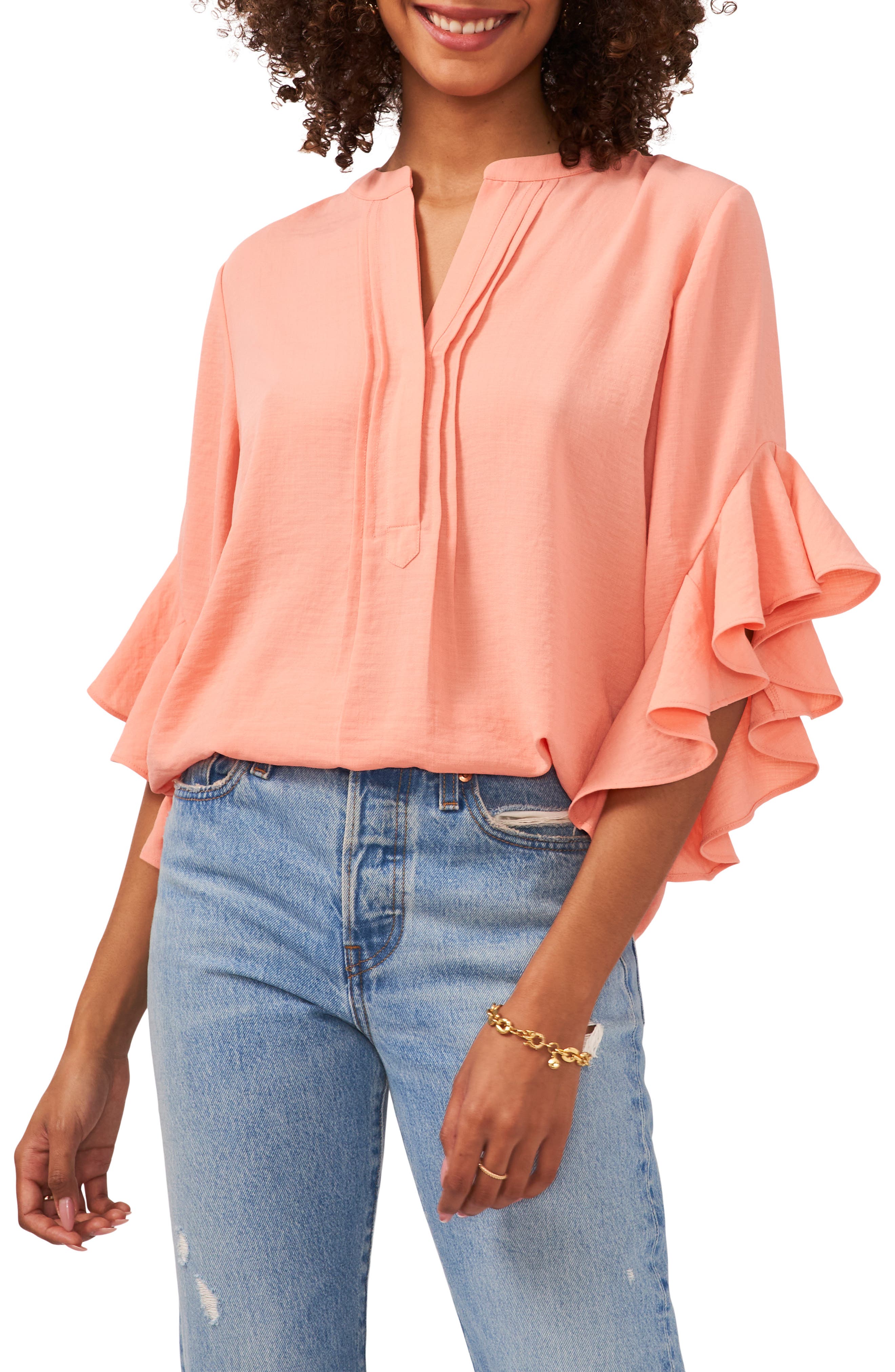 Rrive Women Long Sleeve Buttons Trim Slim Solid Color Round Neck Plus Size Top T-Shirt Blouse 